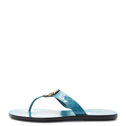 Gucci Patent Guccissima Thong Sandals 36 Deep Cobalt 1 of 10