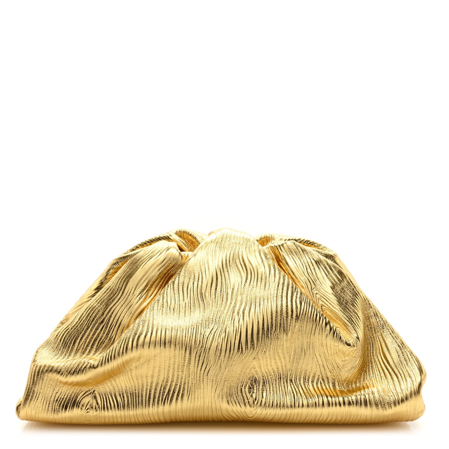 Metallic Bark Calfskin Embossed The Pouch Oversized Clutch Oro