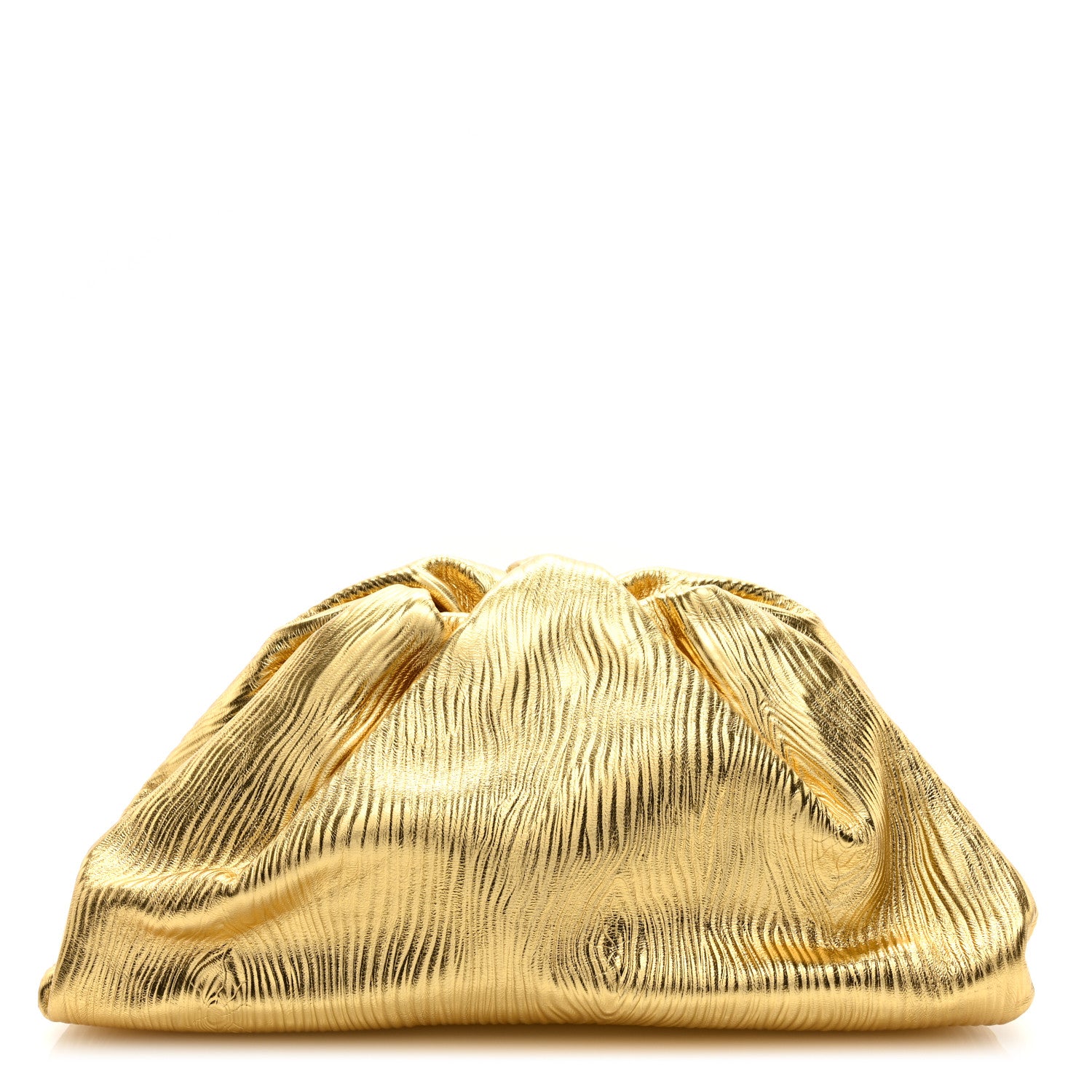 Bottega Veneta Metallic Bark Calfskin Embossed The Pouch Oversized Clutch Oro 1 of 8