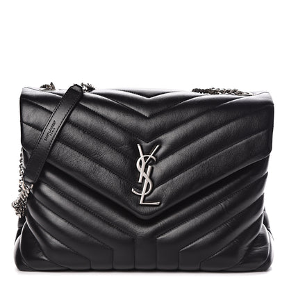 Saint Laurent Calfskin Y Quilted Monogram Medium Loulou Chain Satchel Black 1 of 10