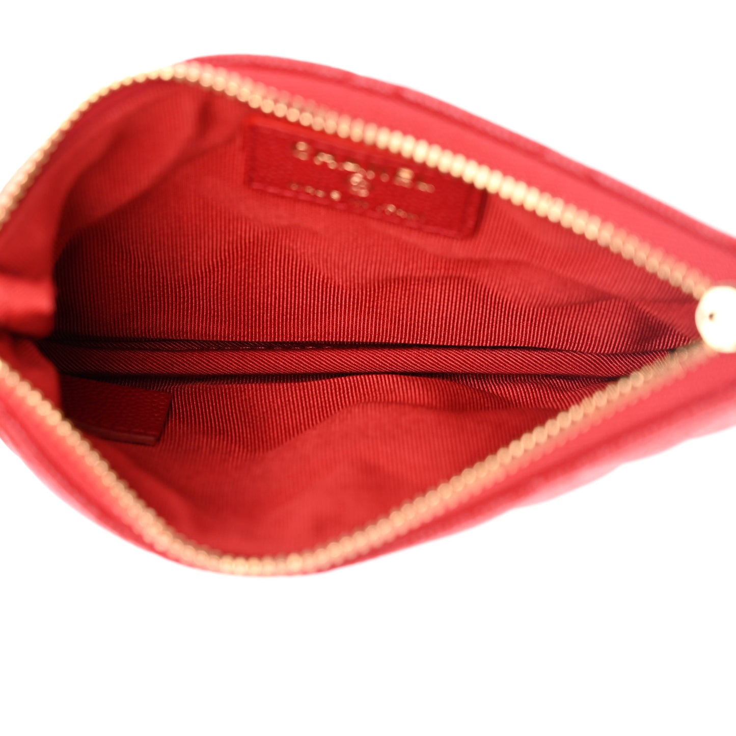 Caviar Quilted Small Cosmetic Case Red