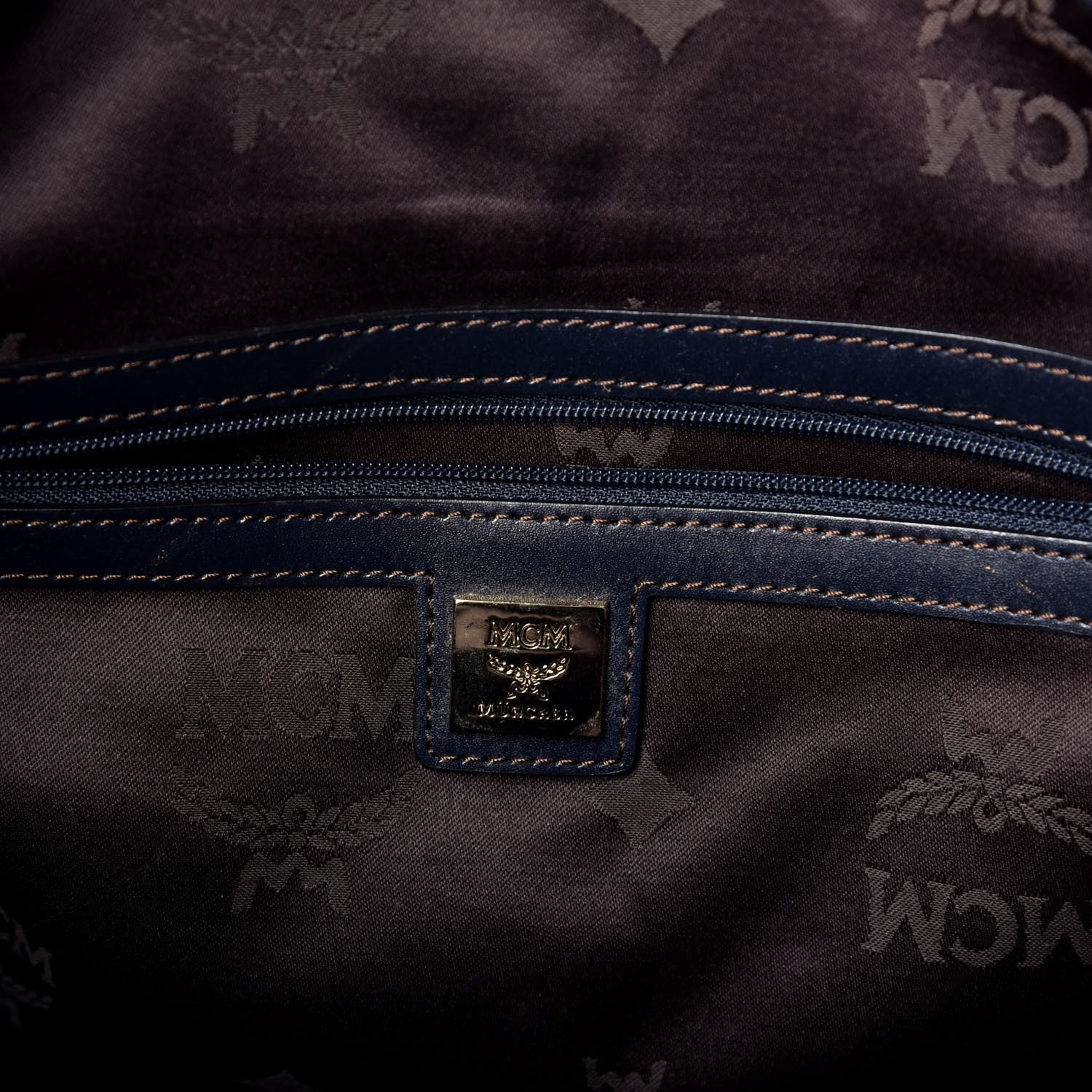 MCM Nylon Monogram Calfskin Shopper Tote Black 6 of 9