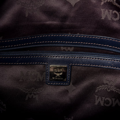 MCM Nylon Monogram Calfskin Shopper Tote Black 6 of 9