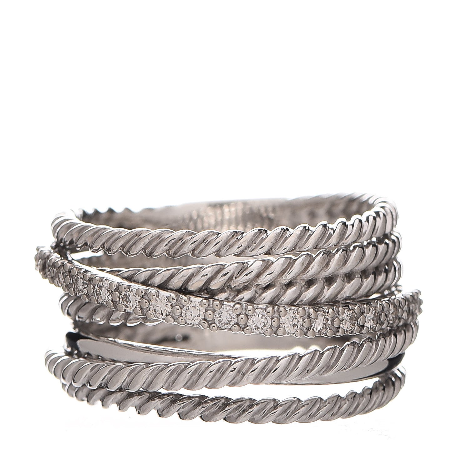 Sterling Silver Diamond Wide Crossover Cable Ring 54 7