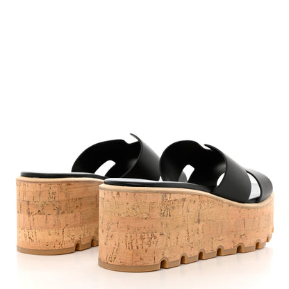 Hermes Calfskin Cork Eze 30 Sandals 38 Black 4 of 8