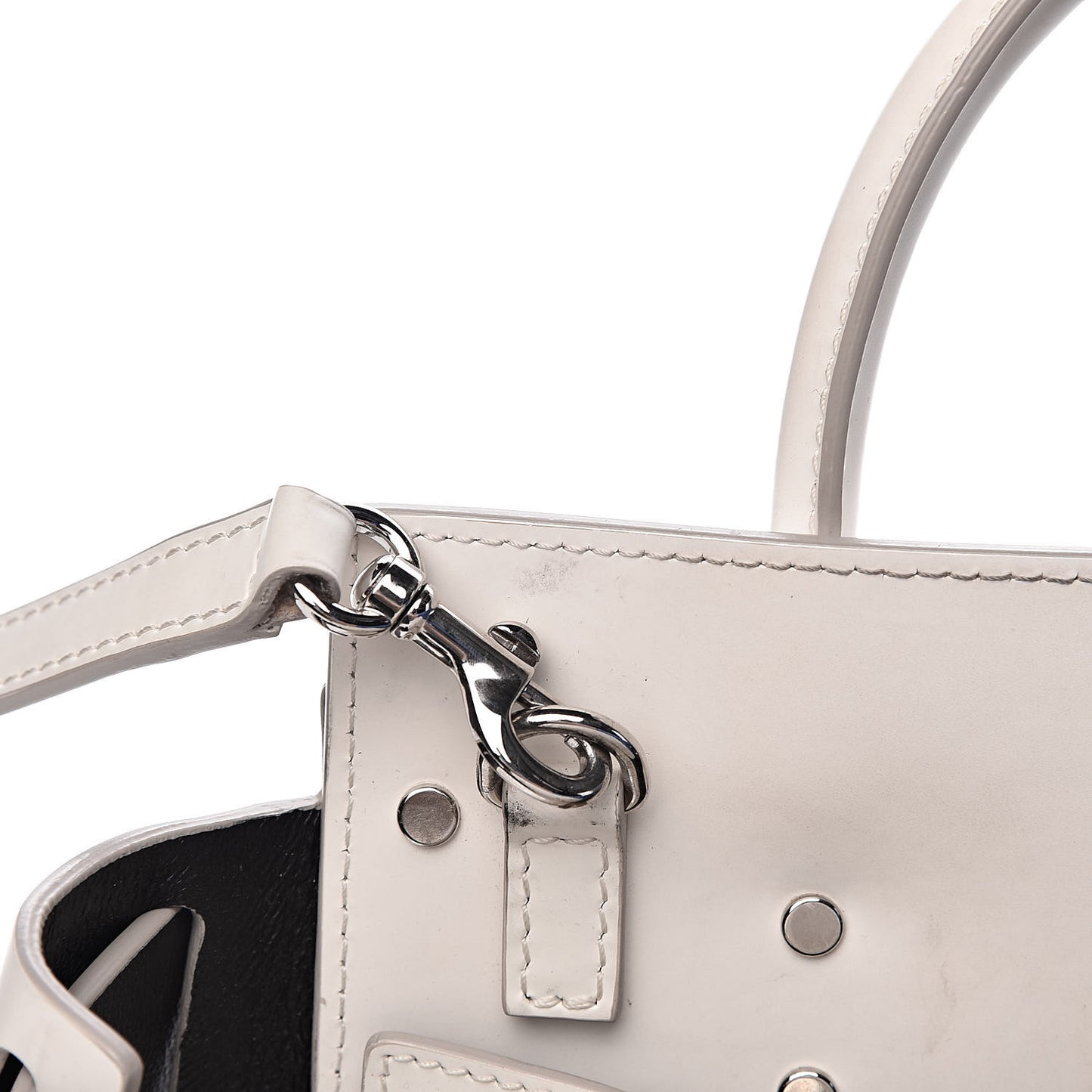 Grained Calfskin Mini Horizon Satchel Off White