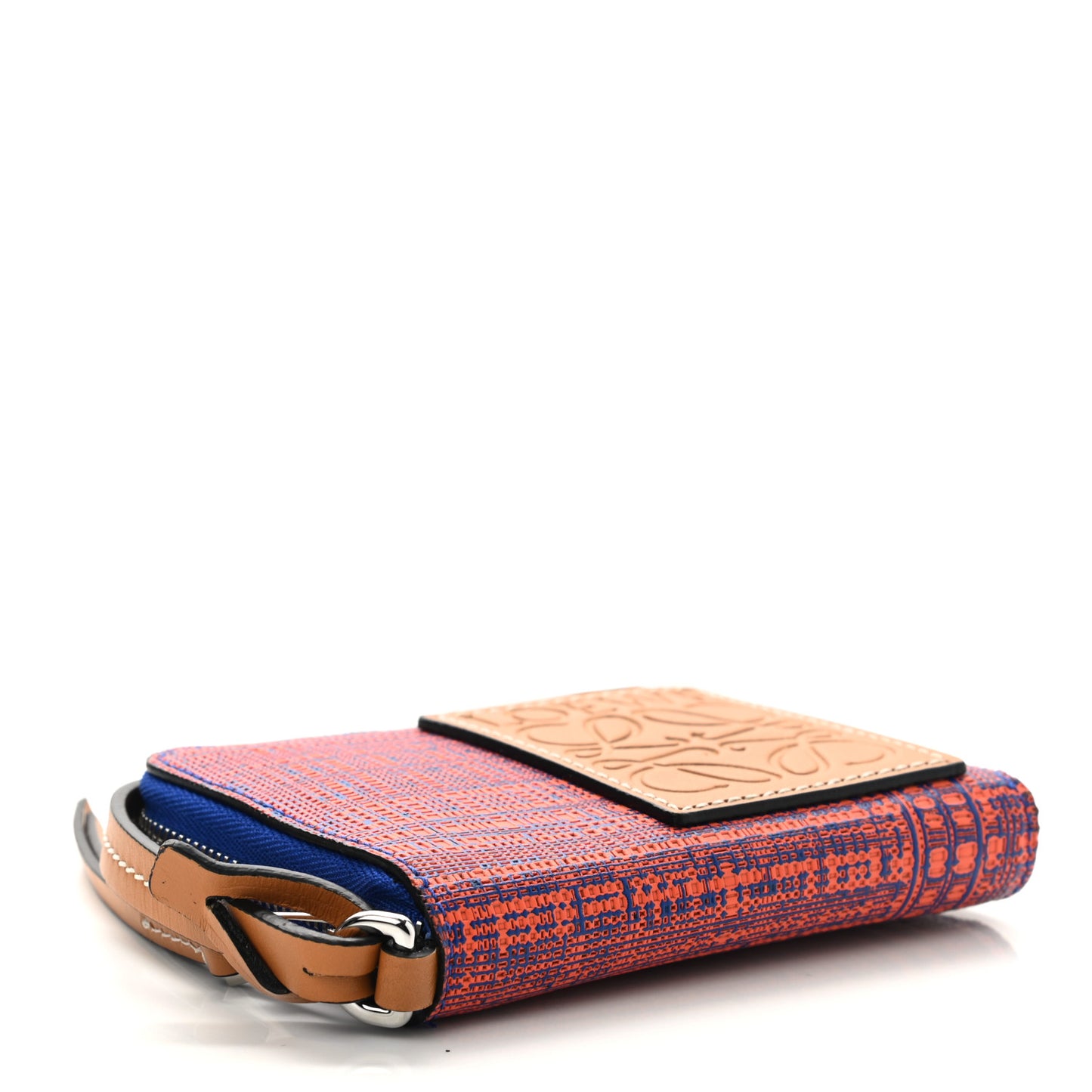 Calfskin Woven Wallet On Strap Electric Blue