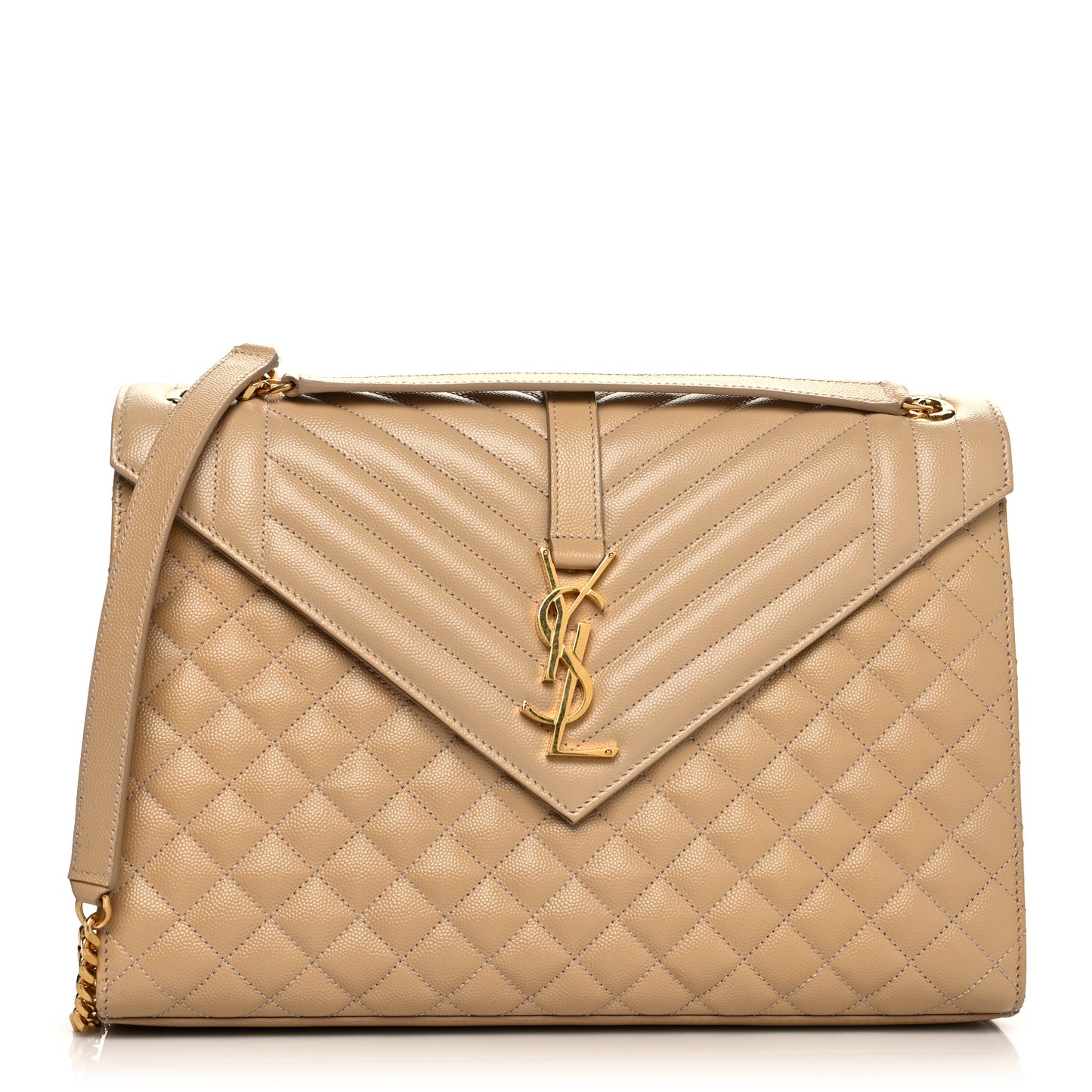 Grain De Poudre Mixed Matelasse Large Triquilt Monogram Satchel Nude Powder