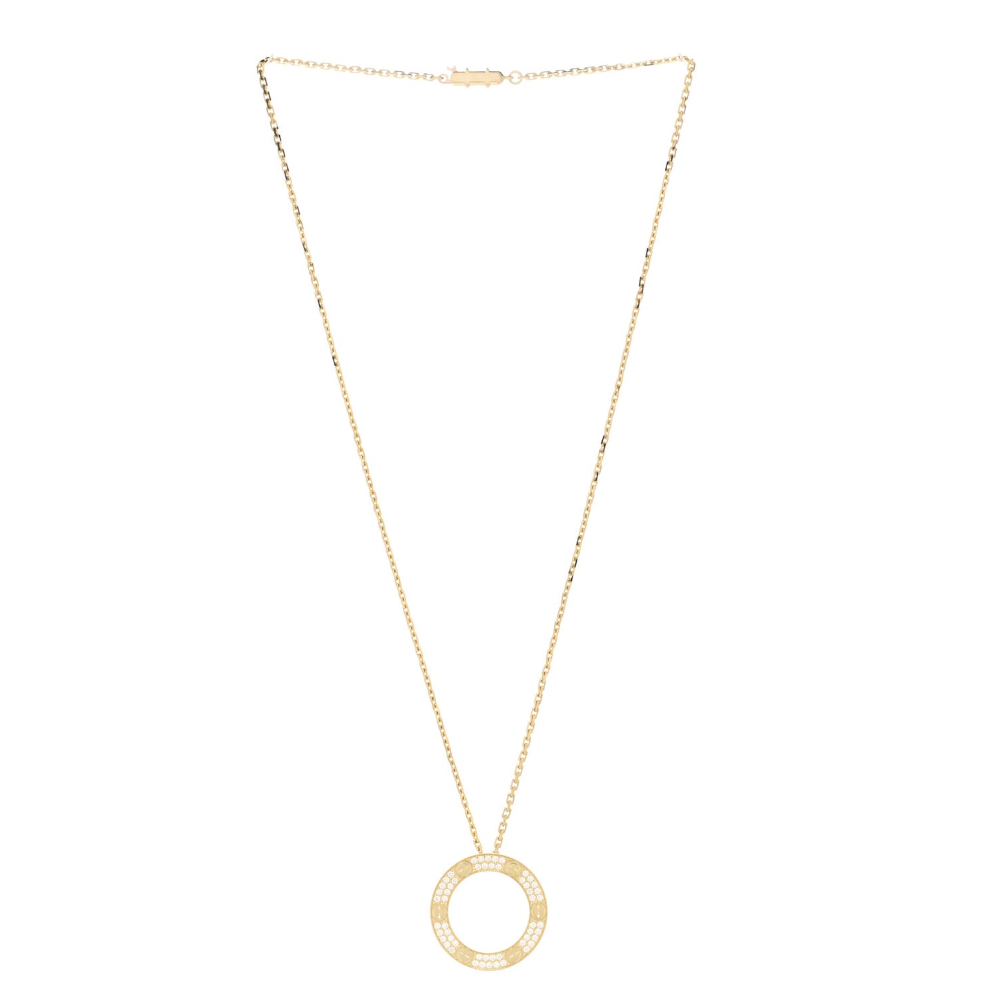 18K Yellow Gold Diamond LOVE Paved Necklace