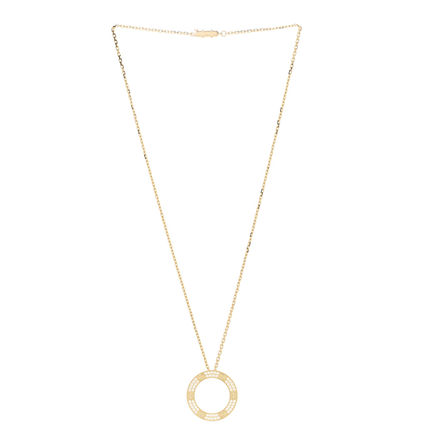 Cartier 18K Yellow Gold Diamond LOVE Paved Necklace 3 of 5