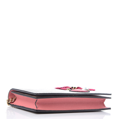 Gucci GG Supreme Monogram Face Embroidered Chain Wallet Pink 4 of 9