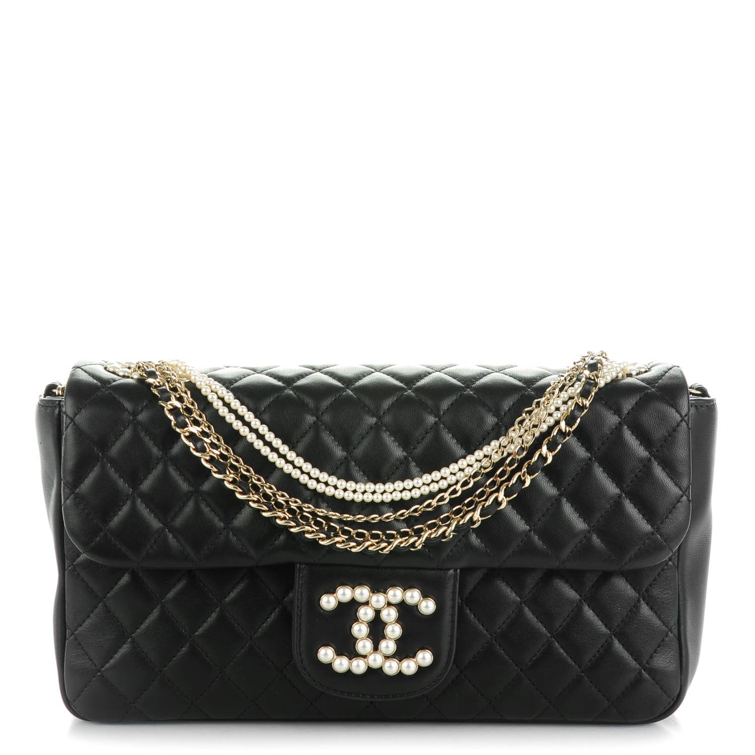 Chanel Lambskin Quilted Medium Westminster Pearl Flap Black 1 of 7