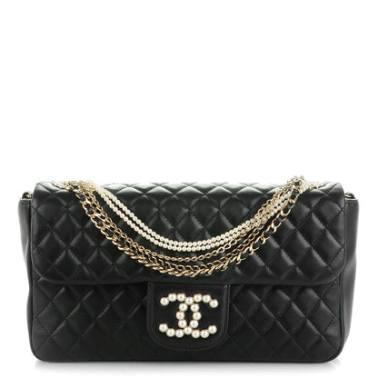 Chanel Lambskin Quilted Medium Westminster Pearl Flap Black 1 of 7