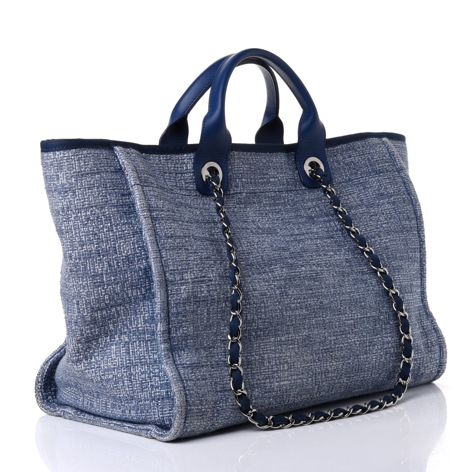 Chanel Woven Straw Raffia Medium Deauville Tote Blue 2 of 4