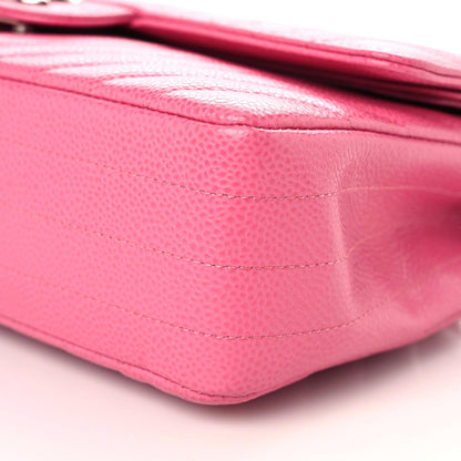 Chanel Caviar Chevron Quilted Medium Double Flap Pink 5 of 8