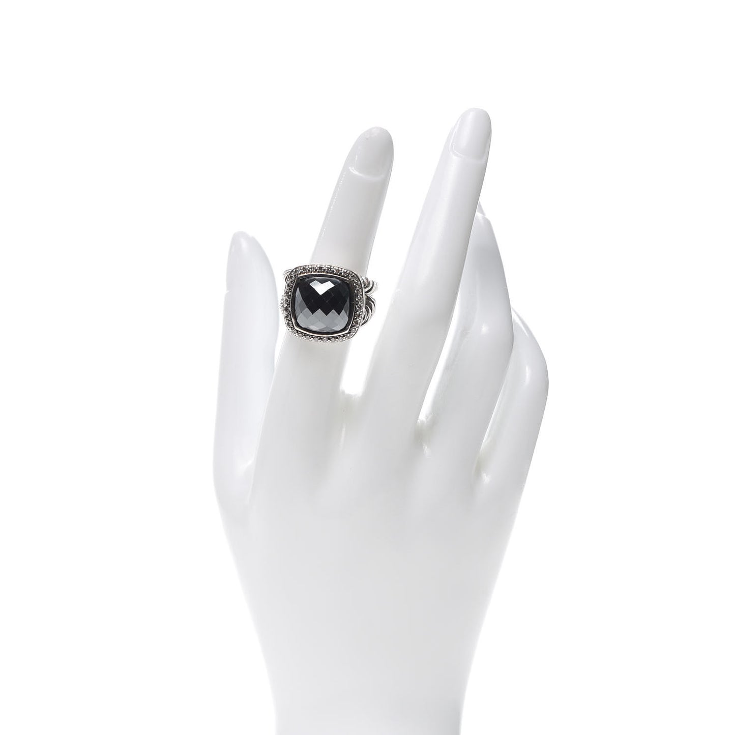 Sterling Silver Diamond Hematine 14mm Albion Ring 52 6