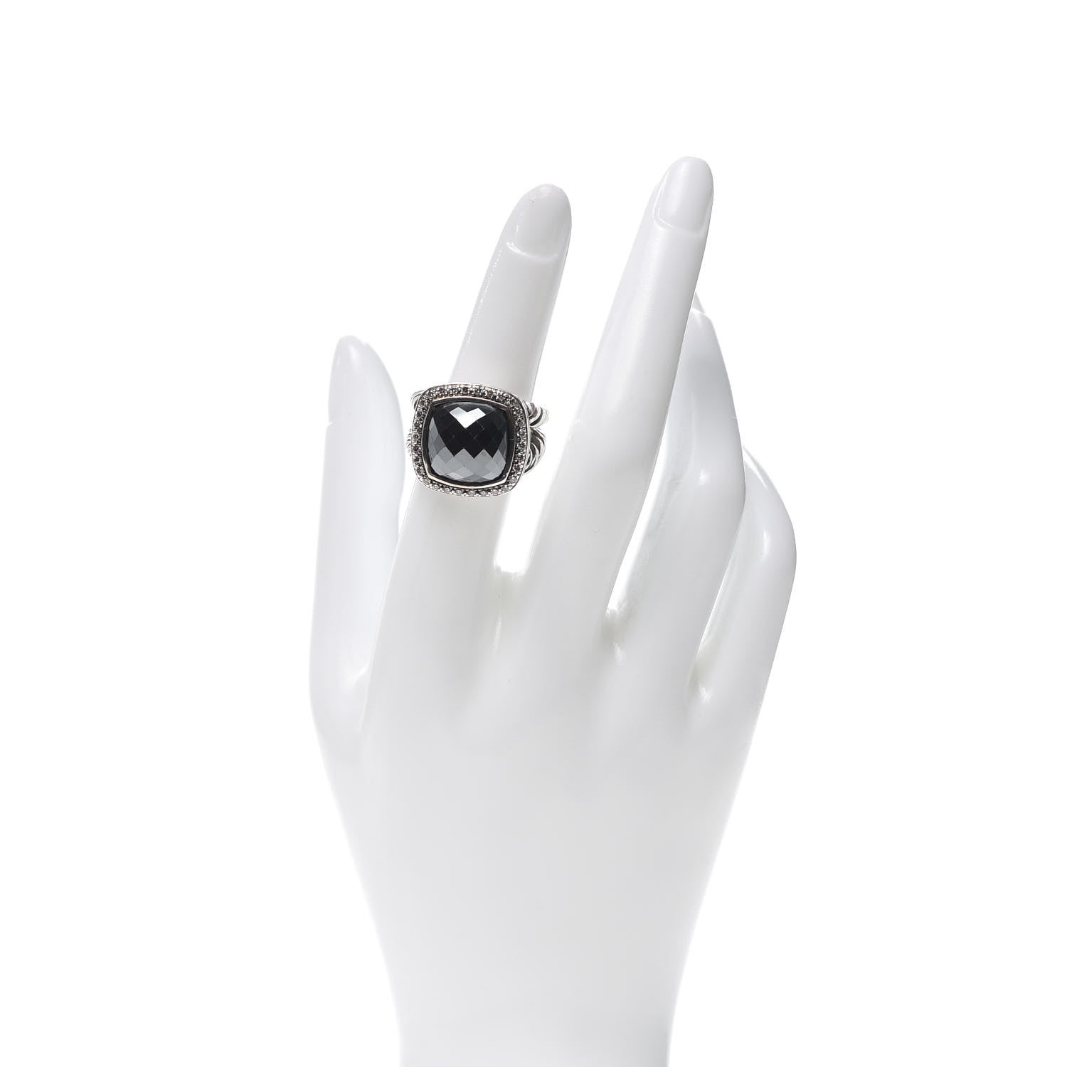 David Yurman Sterling Silver Diamond Hematine 14mm Albion Ring 52 6 2 of 5