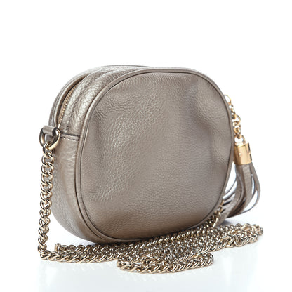 Gucci Metallic Pebbled Calfskin Mini Soho Chain Bag Golden Beige 2 of 11