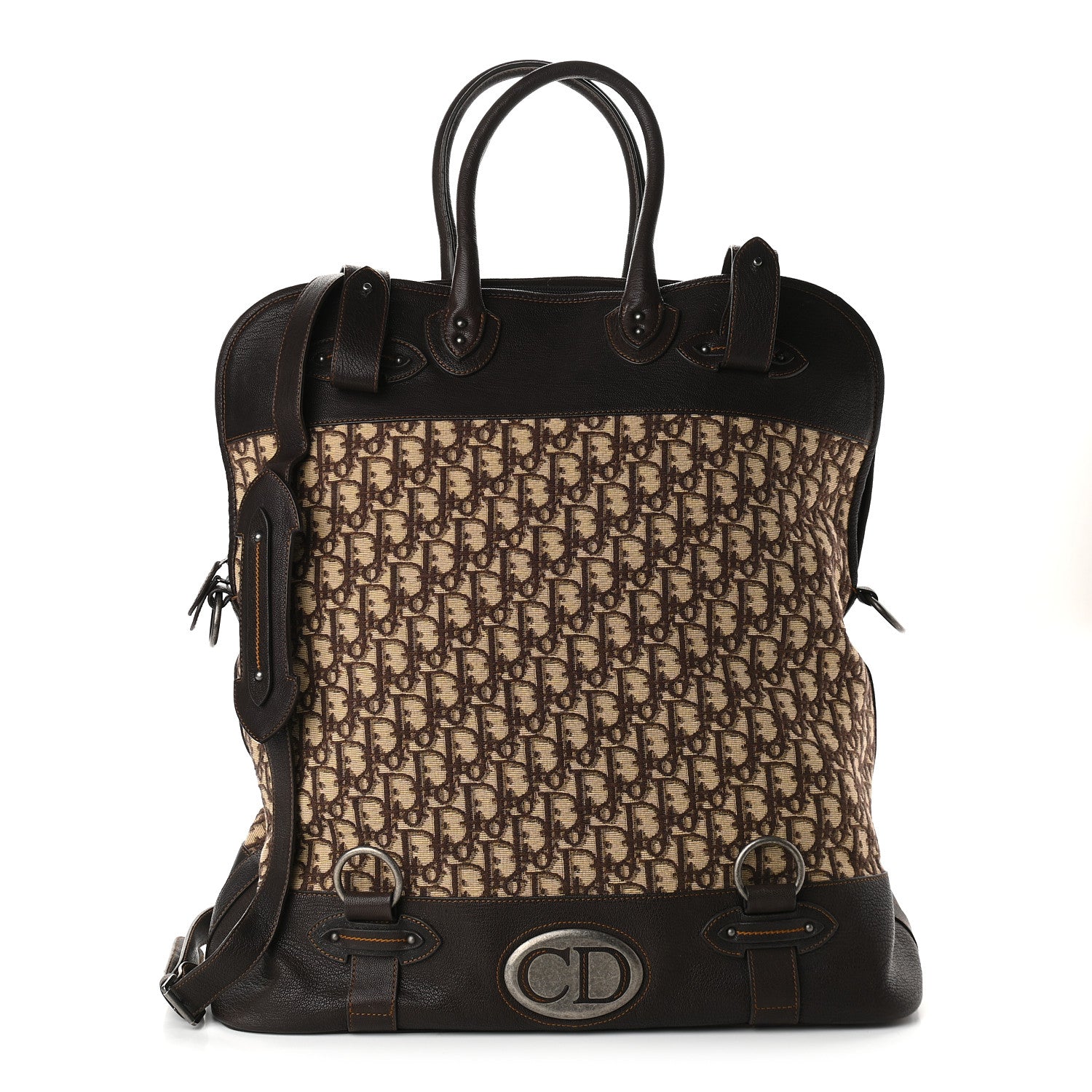 Christian Dior Monogram Plaque Tote Brown 3 of 11