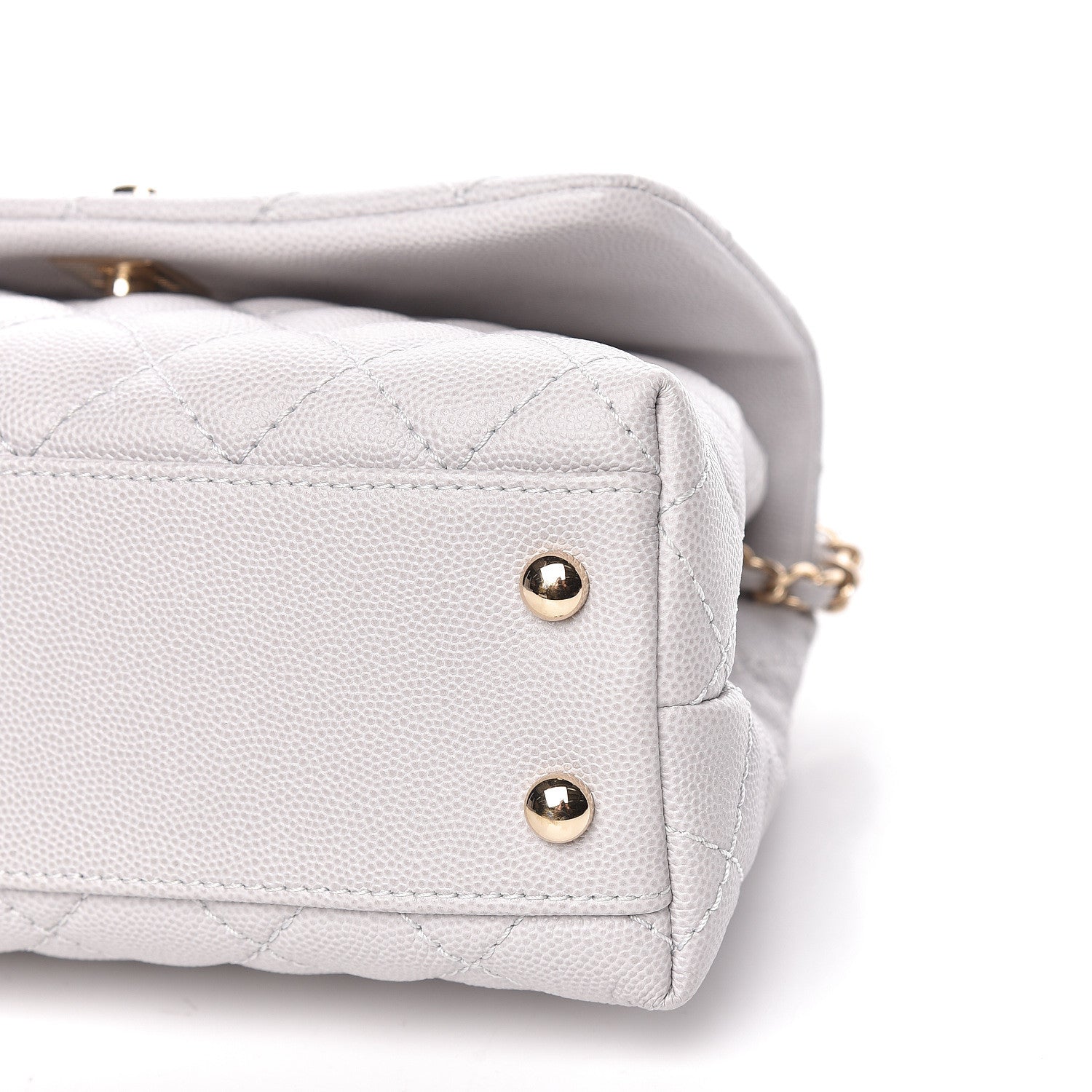 Chanel Caviar Quilted Mini Coco Handle Flap Light Grey 11 of 12
