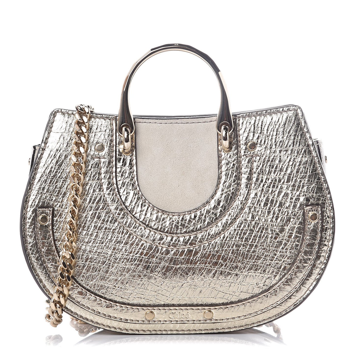 Metallic Calfskin Lambskin Suede Mini Pixie Signature Belt Bag Gold