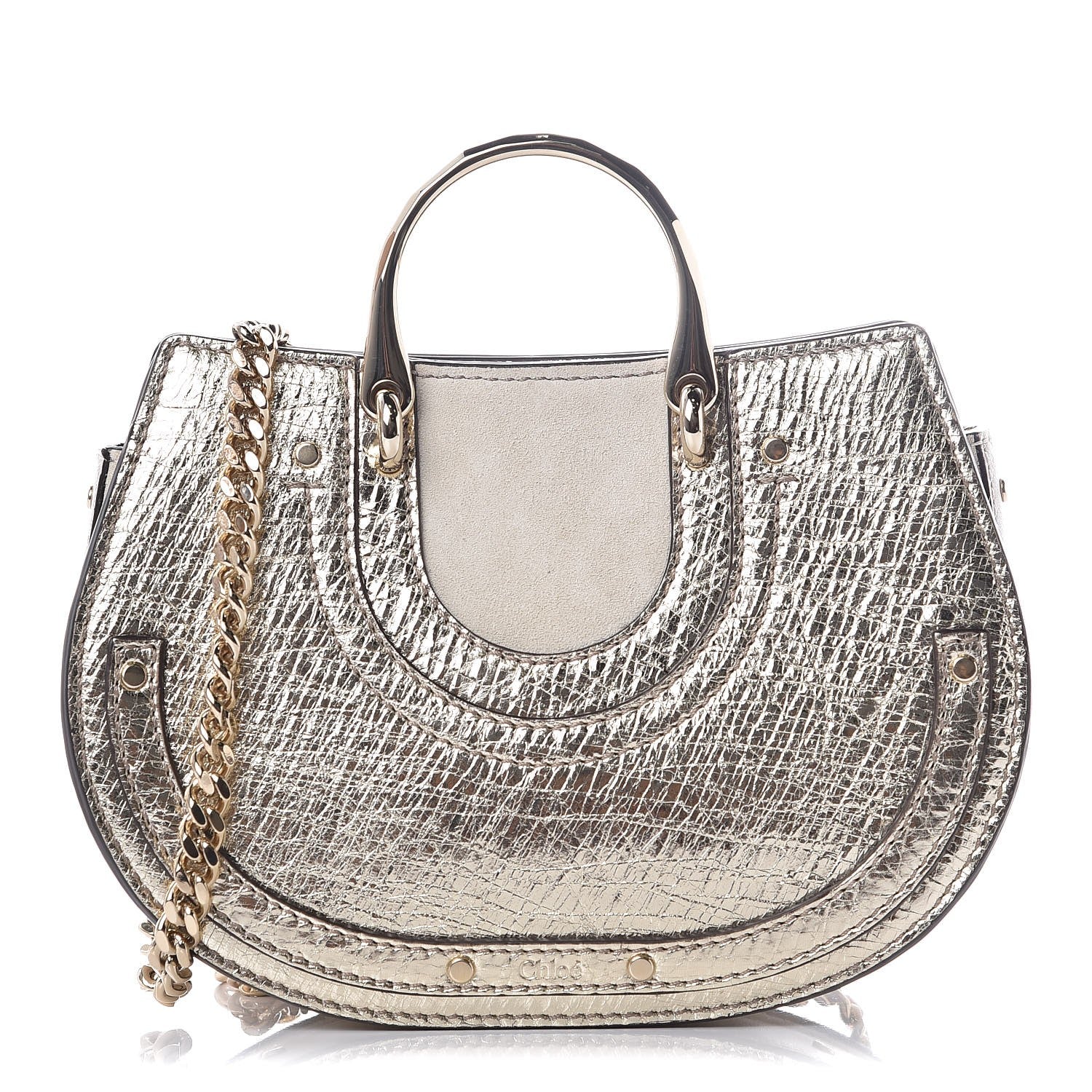 Chloe Metallic Calfskin Lambskin Suede Mini Pixie Signature Belt Bag Gold 1 of 8