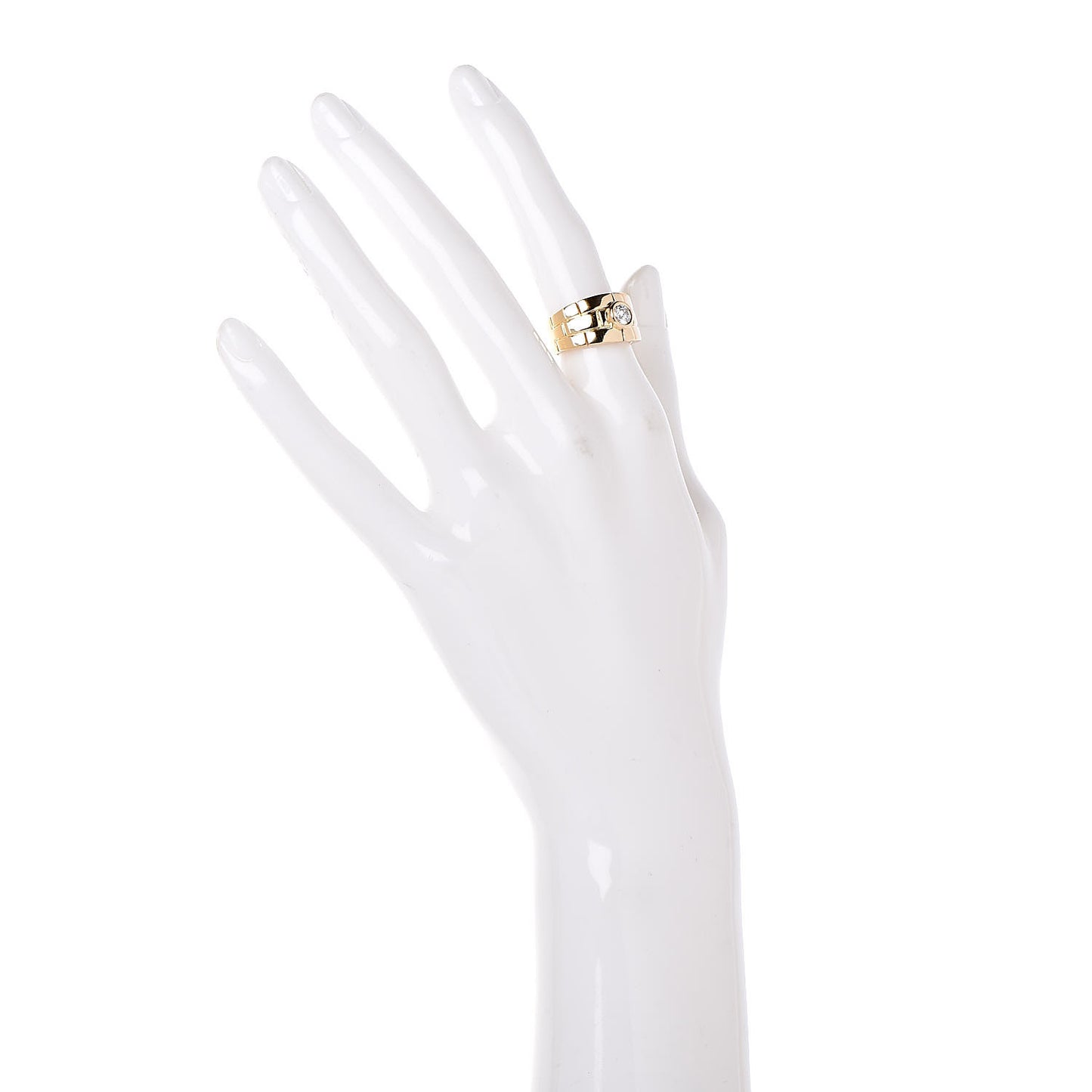 18K Yellow Gold Diamond Maillon Panthere Solitaire Band Ring 49 4.75