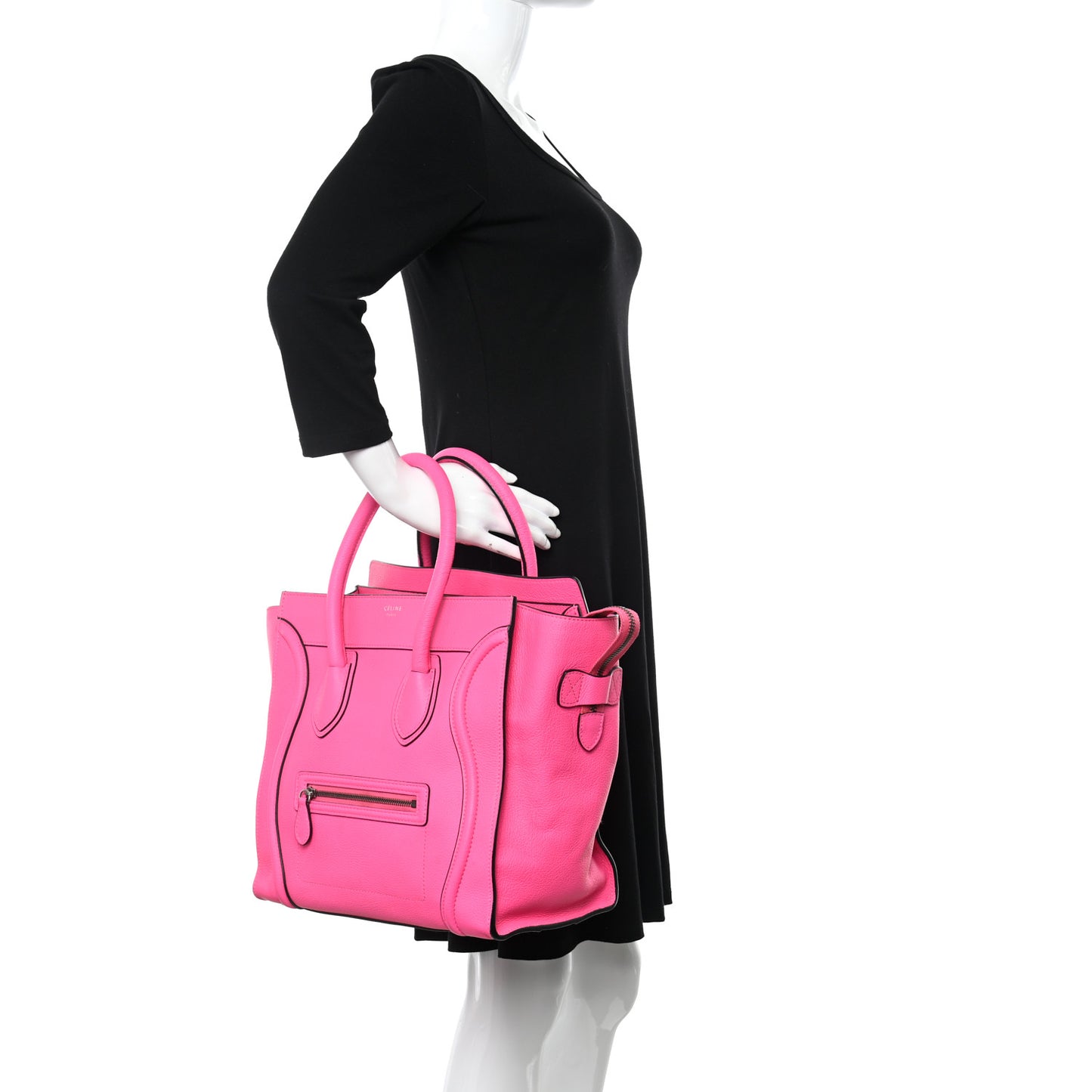 Drummed Calfskin Mini Luggage Fluo Pink