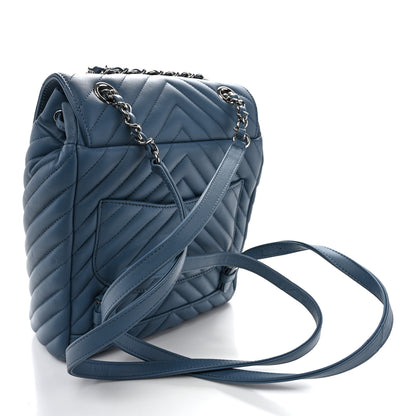 Chanel Calfskin Chevron Quilted Small Urban Spirit Backpack Blue 3 of 10