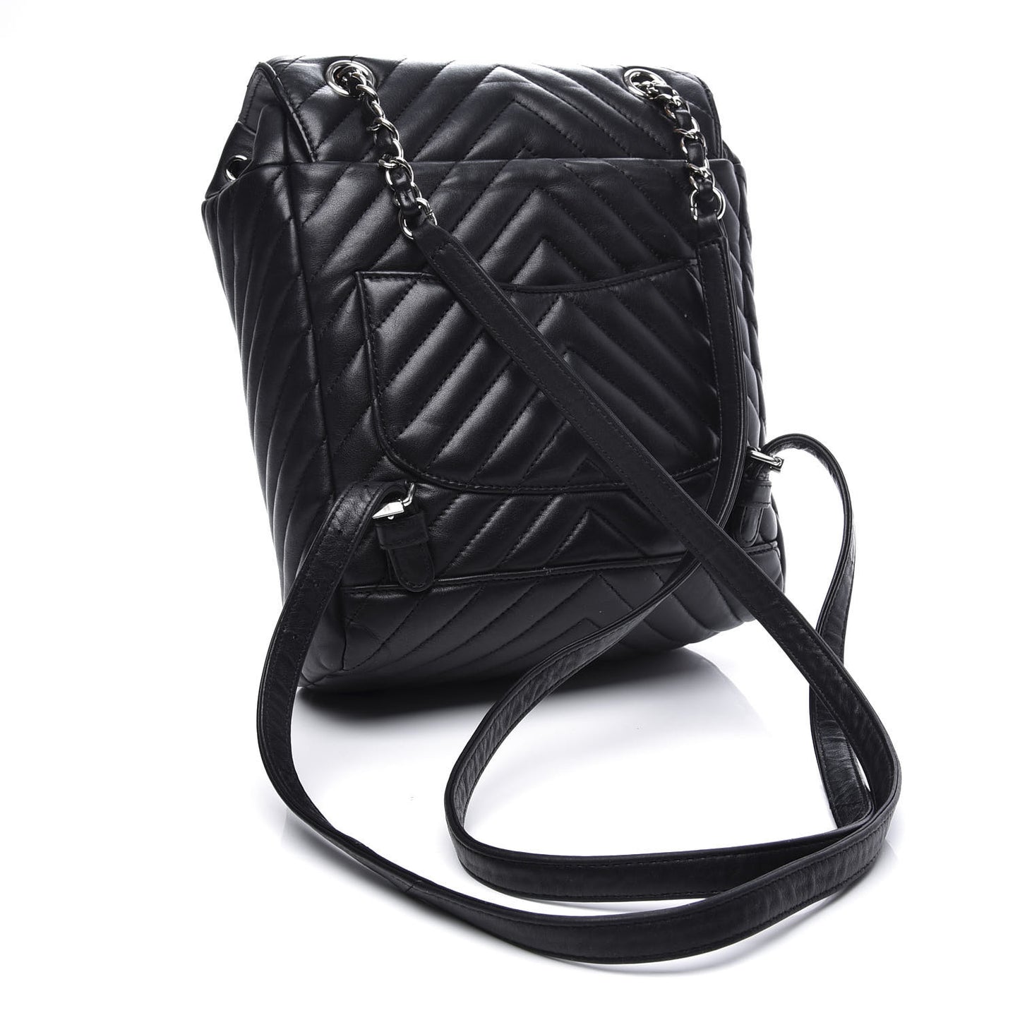 Calfskin Chevron Quilted Small Urban Spirit Backpack Black