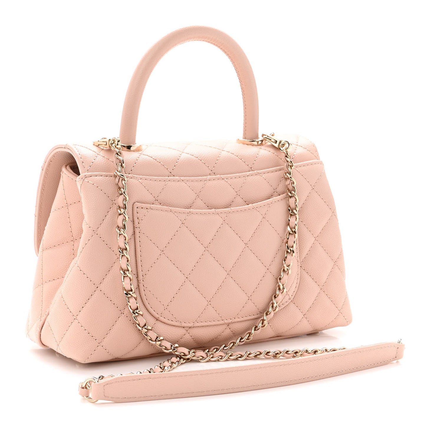 Caviar Quilted Mini Coco Handle Flap Light Pink