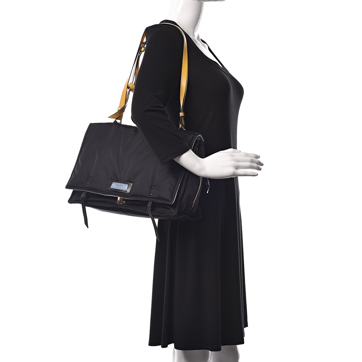 Prada Tessuto Nylon Etiquette Flap Black Soleil 2 of 11