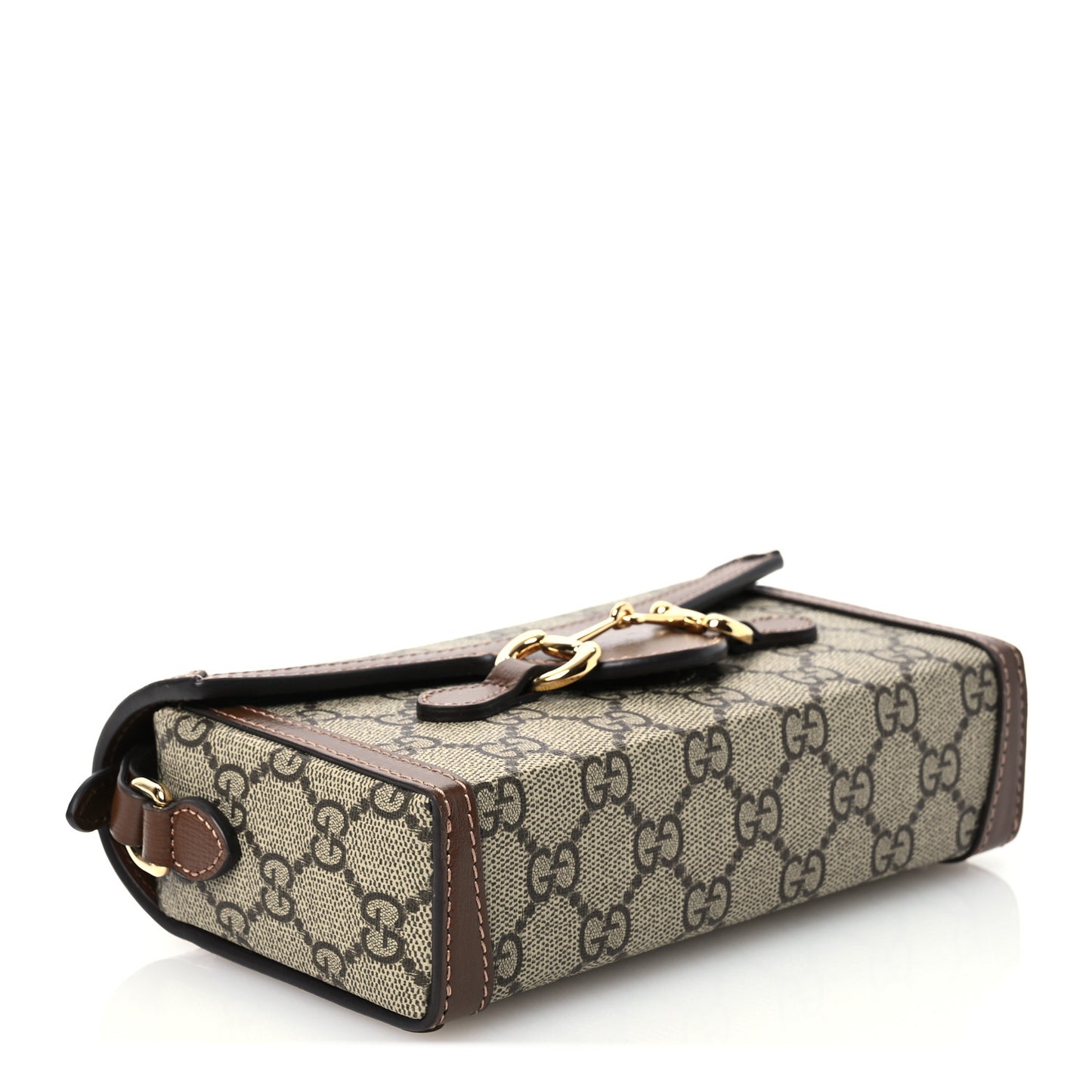 GG Supreme Monogram Mini Horsebit 1955 Shoulder Bag Beige Brown Sugar