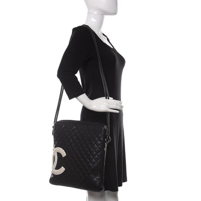 Chanel Calfskin Quilted Large Cambon Messenger Black White 2 of 12