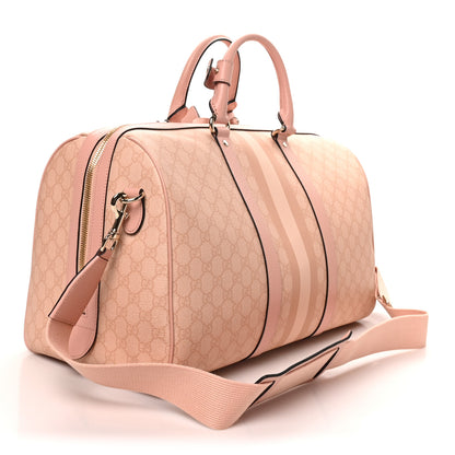 Gucci GG Supreme Monogram Textured Dollar Calfskin Web Medium Savoy Duffle Bag Rose Pink 2 of 9