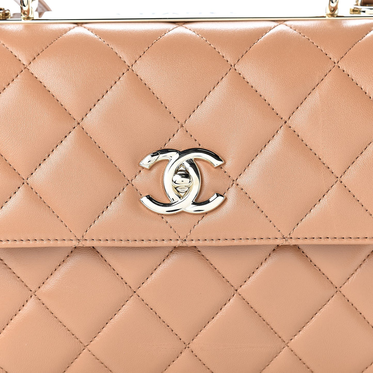 Lambskin Quilted Small Trendy CC Flap Dual Handle Bag Camel