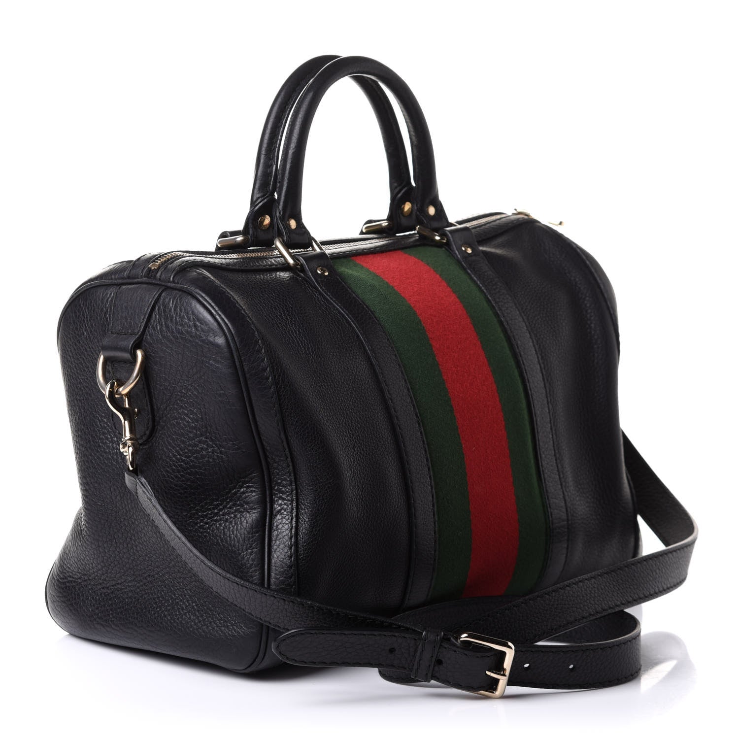 Gucci Calfskin Vintage Web Medium Boston Black 3 of 11