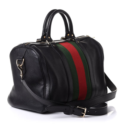 Gucci Calfskin Vintage Web Medium Boston Black 3 of 11