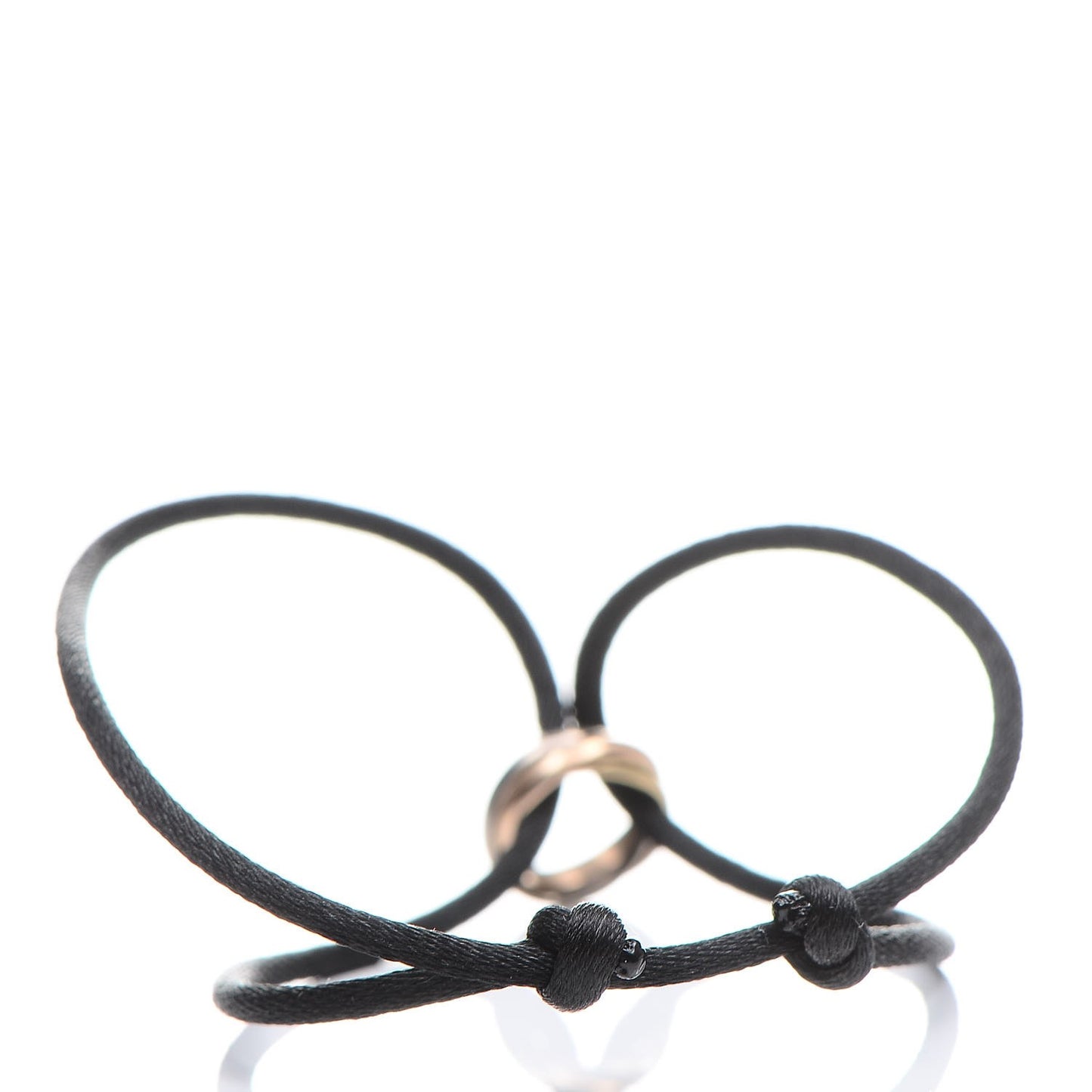 18K Pink Yellow White Gold Trinity Adjustable Cord Bracelet Black