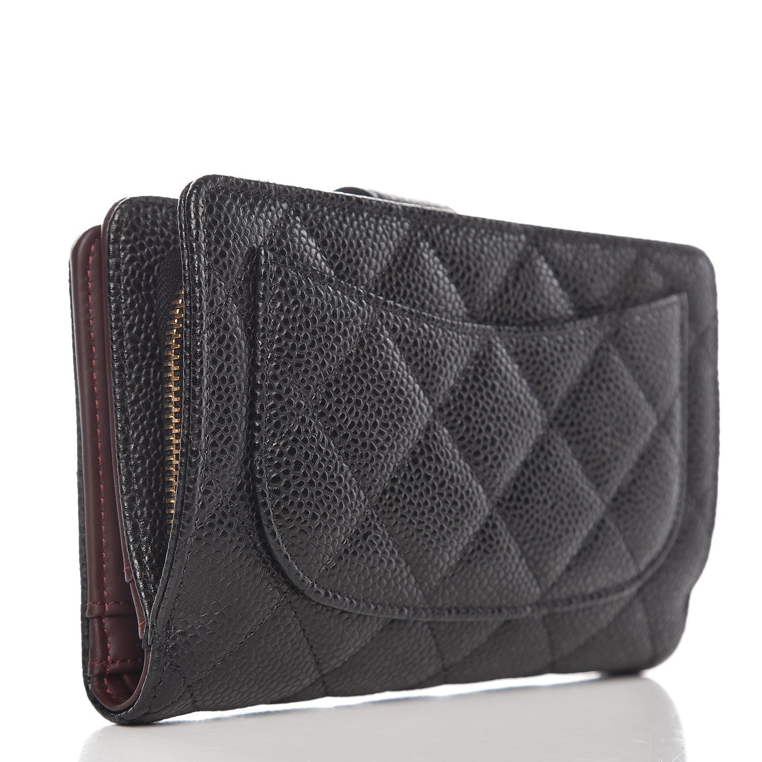 Chanel Caviar Quilted Zipped Pocket Wallet Black 3 of 9