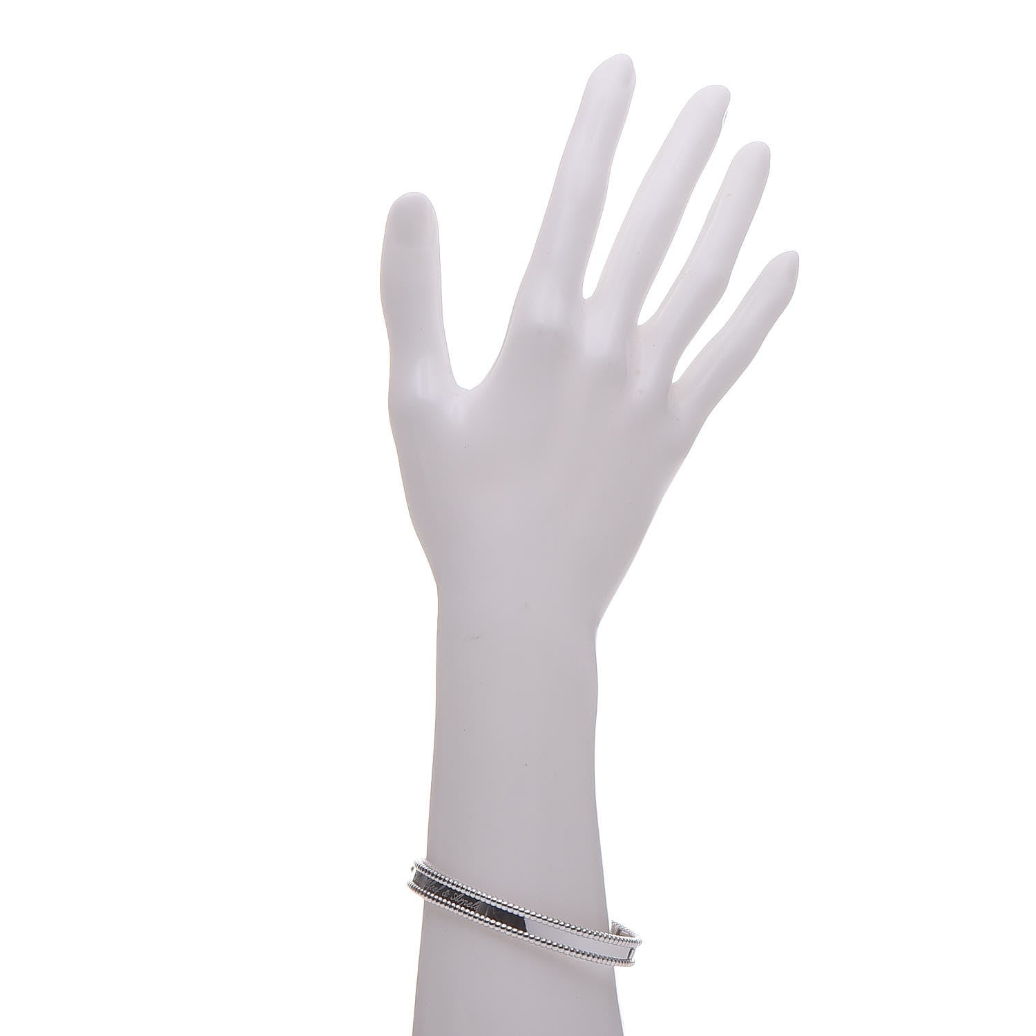 Van Cleef & Arpels 18K White Gold Perlee Signature Bangle Bracelet M 2 of 8