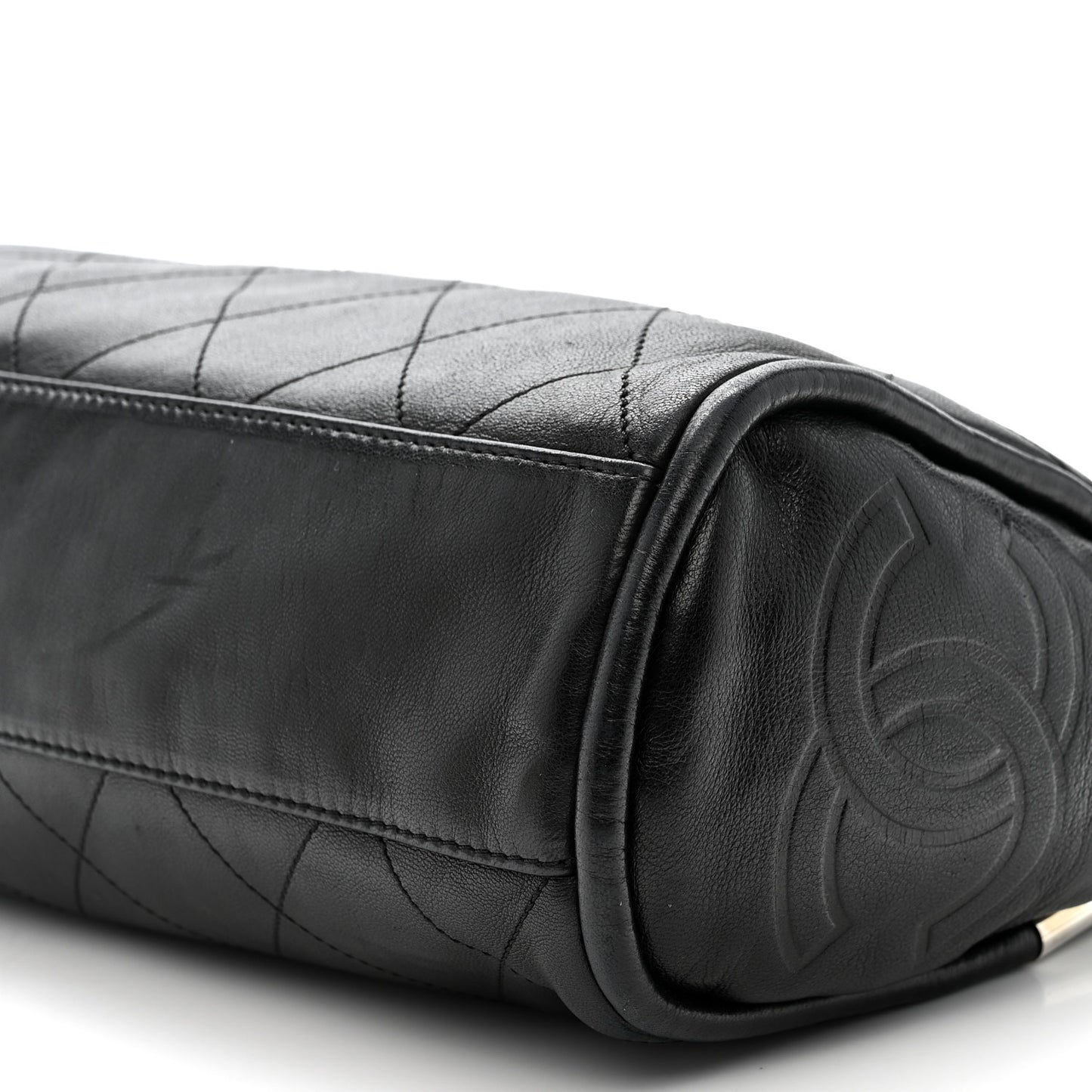 Lambskin Stitched Medium Ultimate Soft Tote Black