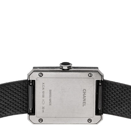 Chanel Stainless Steel Calfskin 21mm Boy-Friend Tweed Quartz Watch Black 4 of 5
