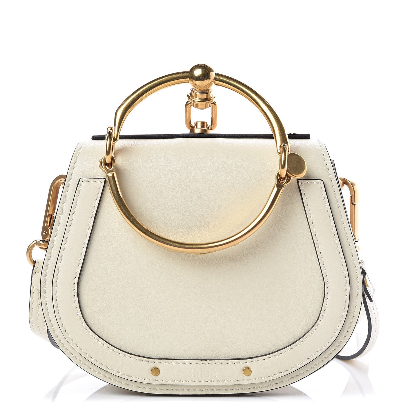 Calfskin Suede Small Nile Bracelet Bag Off White