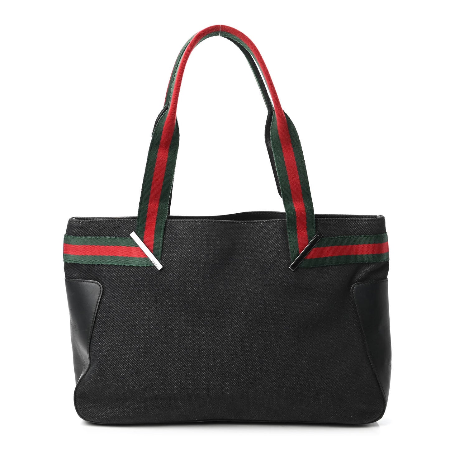 Denim Calfskin Web Tote Black