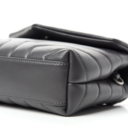 Saint Laurent Calfskin Y Quilted Monogram Toy Loulou Crossbody Bag Storm 7 of 14