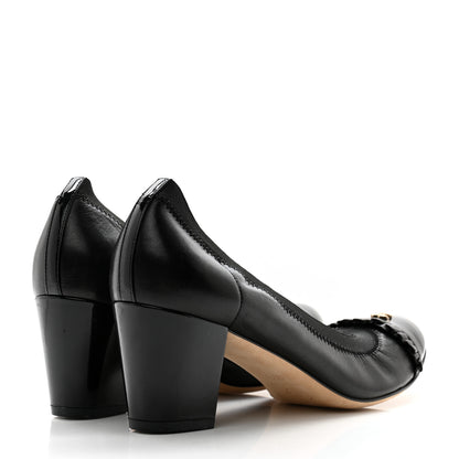 Chanel Lambskin Patent CC Elastic Cap Toe Ballerina Pumps 39.5 Black 4 of 10