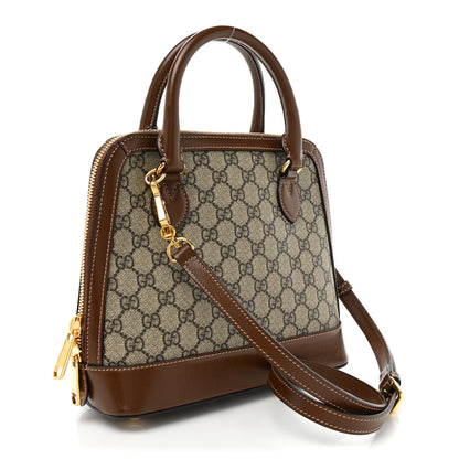Gucci GG Supreme Monogram Azalea Calfskin Small Horsebit 1955 Top Handle Bag Beige Ebony Brown Sugar 3 of 12