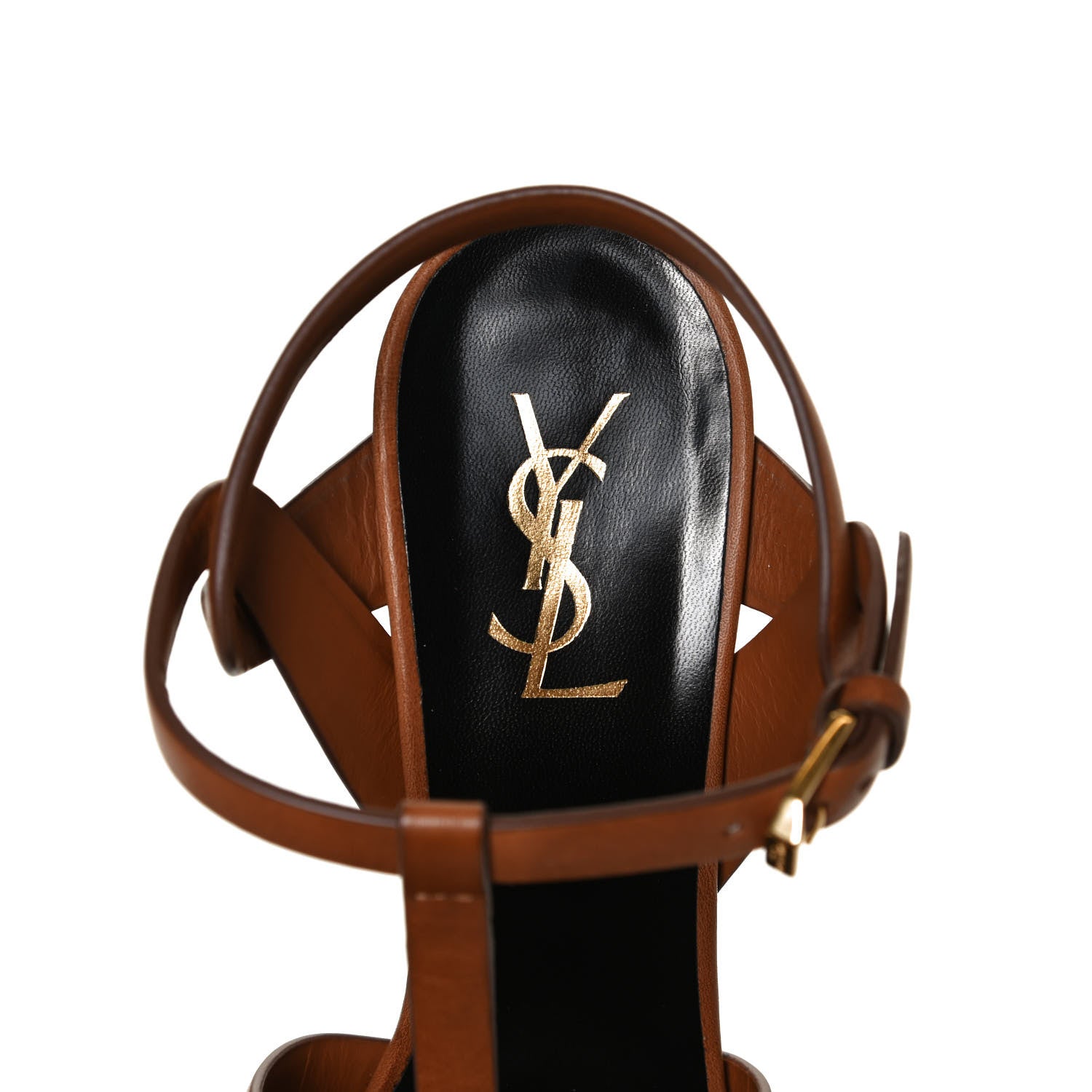 Saint Laurent Calfskin Tribute 105 Platform Sandals 40 Caramel 9 of 14