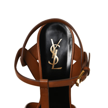 Saint Laurent Calfskin Tribute 105 Platform Sandals 40 Caramel 9 of 14